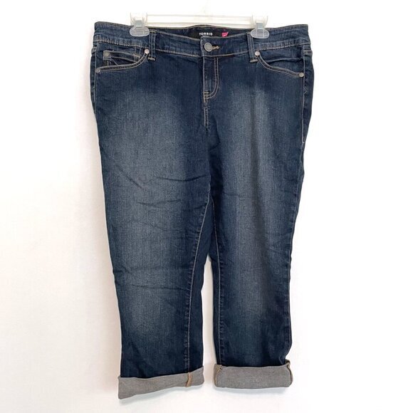 TORRID Plus Size Cropped Skinny Jean Dark Wash with Flap Pockets Crop Ankle 14 - Picture 2 of 15